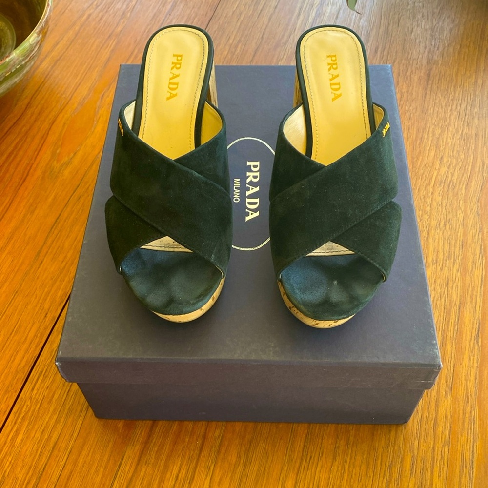 Prada Suede & Cork platform sandals